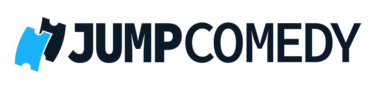 Jump Comedy wordmark in Electric Blue