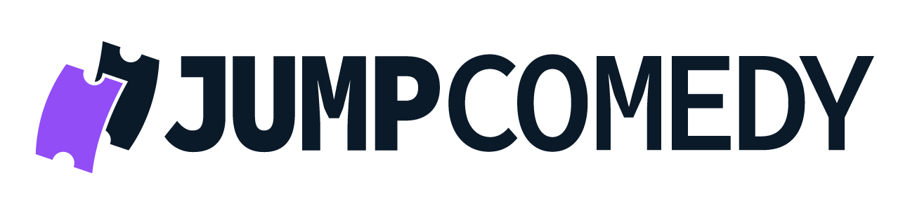 Jump Comedy wordmark in Electric Purple